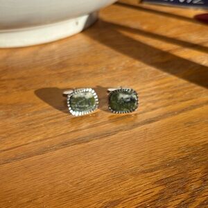 Silver and Green Cufflinks
